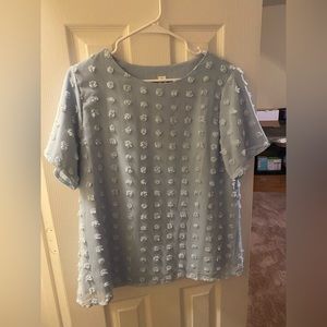 Women’s large short sleeve blue blouse.